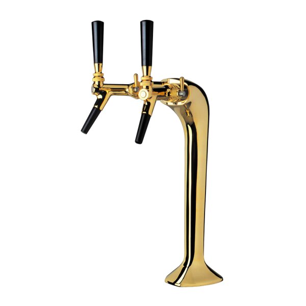 Beer font “Classic-Elegant”, 2-tap, gold-plated, NW 7 mm