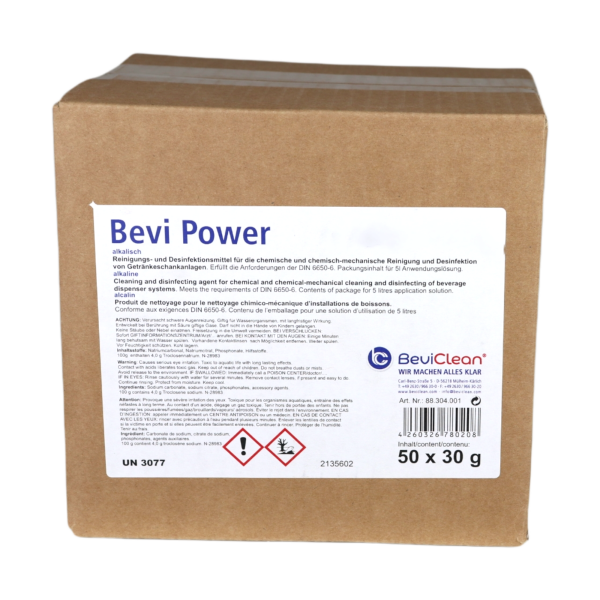 Bevi Power alkalisch VE50 | 30 g Einzelbeutel | Grundreinigung