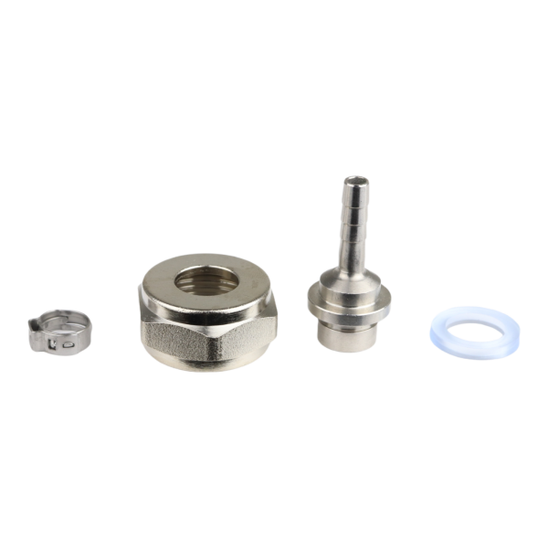 Kit de raccordement CO2 DN 4 / écrou six pans 3/4" avec embout droit 4 mm, joint et collier