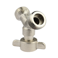 Y-piece (2 × male 5/8", 1 × female 5/8") for beer line cleaning, nickel-plated brass