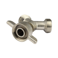 Y-piece (2 × male 5/8", 1 × female 5/8") for beer line cleaning, nickel-plated brass