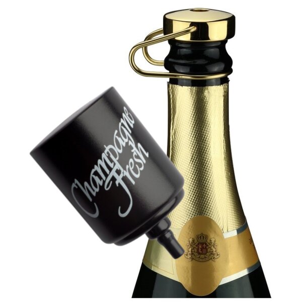 Champagne Fresh de Luxe II - Noble champagne stopper incl. pump | brass gold-plated | standard bottle